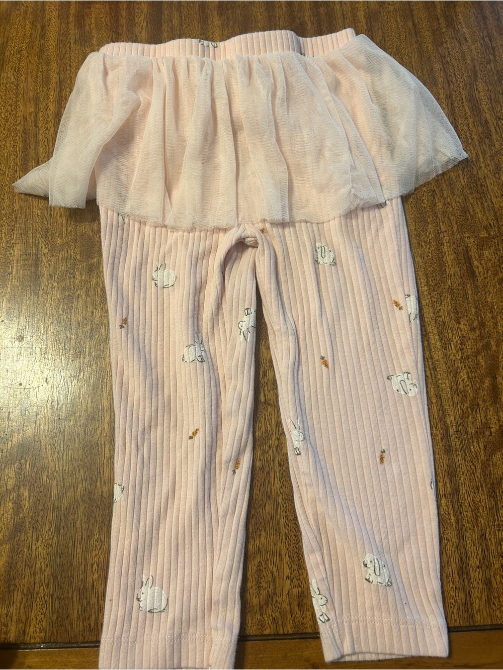Carters Pink Tulle Ribbed Rabbit Leggings